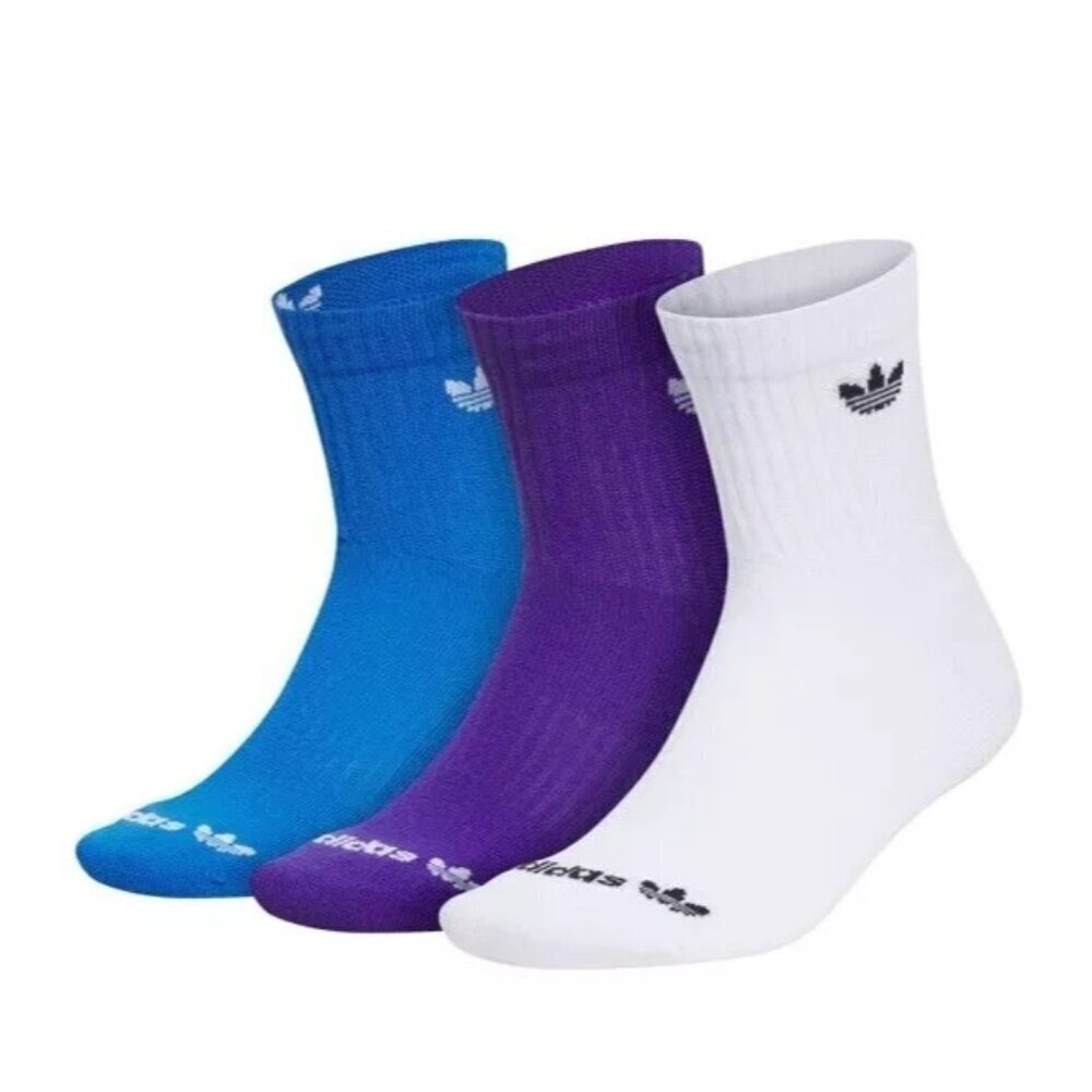 Adidas Originals Trefoil Socks Mens 3 Pair Medium High Quarter Bright Multicolor